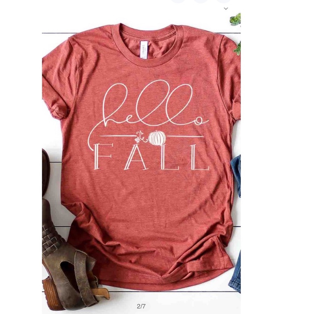 Hello fall T-shirt in autumn orange